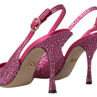 Dolce & Gabbana Pink Slingbacks Crystal Pumps Shoes