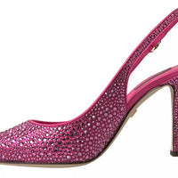 Dolce & Gabbana Pink Slingbacks Crystal Pumps Shoes