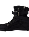Dolce & Gabbana Black Nylon High Top Sorrento Sneakers Shoes