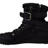 Dolce & Gabbana Black Nylon High Top Sorrento Sneakers Shoes