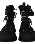 Dolce & Gabbana Black Nylon High Top Sorrento Sneakers Shoes