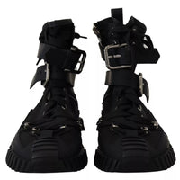 Dolce & Gabbana Black Nylon High Top Sorrento Sneakers Shoes
