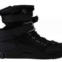 Dolce & Gabbana Black Nylon High Top Sorrento Sneakers Shoes