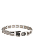 Dolce & Gabbana White Leather Gold Tone Rotating Buckle Belt