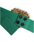 Dolce & Gabbana Green Stretch Wide Waist Heart Embellished Belt