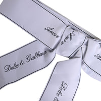 Dolce & Gabbana White Waist Ribbon Wide Bow Logo Belt