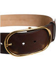 Dolce & Gabbana Brown Logo Engraved Metal Waist Buckle Belt