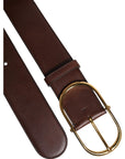 Dolce & Gabbana Brown Logo Engraved Metal Waist Buckle Belt