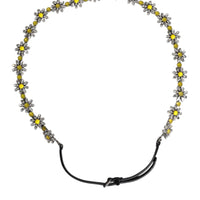 Dolce & Gabbana Black Leather Daisy Crystal Embellish Waist Belt