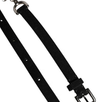 Dolce & Gabbana Black Leather Daisy Crystal Embellish Waist Belt
