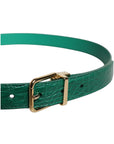 Dolce & Gabbana Green Leather Logo Metal Waist Buckle Belt