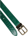 Dolce & Gabbana Green Leather Logo Metal Waist Buckle Belt