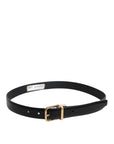 Dolce & Gabbana Black Leather Gold Metal Waist Buckle Belt