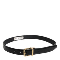 Dolce & Gabbana Black Leather Gold Metal Waist Buckle Belt