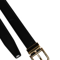 Dolce & Gabbana Black Leather Gold Metal Waist Buckle Belt