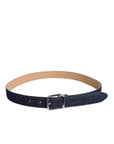 Dolce & Gabbana Blue Denim Silver Logo Metal Waist Buckle Belt