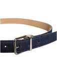 Dolce & Gabbana Blue Denim Silver Logo Metal Waist Buckle Belt