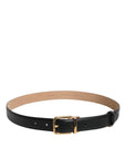 Dolce & Gabbana Black Leather Logo Metal Waist Buckle Belt