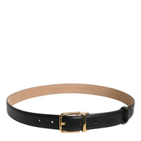 Dolce & Gabbana Black Leather Logo Metal Waist Buckle Belt