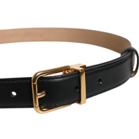 Dolce & Gabbana Black Leather Logo Metal Waist Buckle Belt
