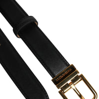 Dolce & Gabbana Black Leather Logo Metal Waist Buckle Belt