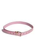 Dolce & Gabbana Pink Leather Gold Logo Metal Waist Buckle Belt