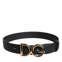 Dolce & Gabbana Black Leather Metal Waist DG Logo Buckle Belt