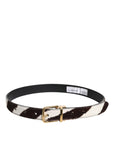 Dolce & Gabbana Black White Pony Leather Waist Buckle Belt