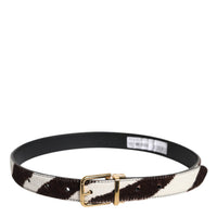 Dolce & Gabbana Black White Pony Leather Waist Buckle Belt
