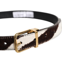 Dolce & Gabbana Black White Pony Leather Waist Buckle Belt