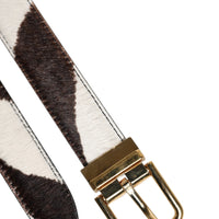 Dolce & Gabbana Black White Pony Leather Waist Buckle Belt