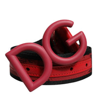 Dolce & Gabbana Black Red Nylon DG Metal Waist Buckle Belt