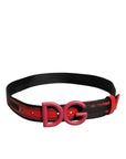 Dolce & Gabbana Black Red Nylon DG Metal Waist Buckle Belt