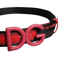 Dolce & Gabbana Black Red Nylon DG Metal Waist Buckle Belt