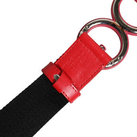 Dolce & Gabbana Black Red Nylon DG Metal Waist Buckle Belt
