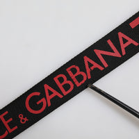 Dolce & Gabbana Black Red Nylon DG Metal Waist Buckle Belt