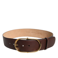 Dolce & Gabbana Brown Leather Waist Gold Metal Buckle Belt