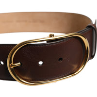 Dolce & Gabbana Brown Leather Waist Gold Metal Buckle Belt