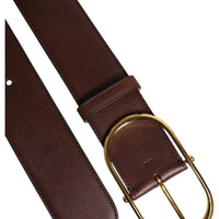 Dolce & Gabbana Brown Leather Waist Gold Metal Buckle Belt
