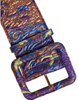 Dolce & Gabbana Multicolor Floral Jacquard Lurex Wide Waist Buckle Belt
