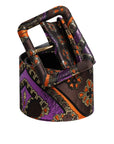 Dolce & Gabbana Multicolor Floral Jacquard Lurex Wide Waist Buckle Belt