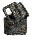 Dolce & Gabbana Multicolor Floral Jacquard Lurex Wide Waist Buckle Belt