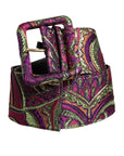 Dolce & Gabbana Multicolor Floral Jacquard Wide Waist Belt