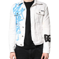 Dolce & Gabbana White Graffiti Cotton Stretch Denim Jacket