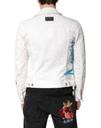 Dolce & Gabbana White Graffiti Cotton Stretch Denim Jacket