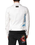 Dolce & Gabbana White Graffiti Cotton Stretch Denim Jacket