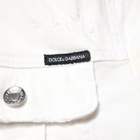 Dolce & Gabbana White Graffiti Cotton Stretch Denim Jacket
