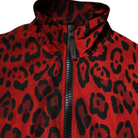 Dolce & Gabbana Red Leopard Nylon Bomber Full Zip Jacket