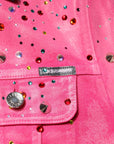 Dolce & Gabbana Pink Crystal Embellished Cotton Denim Jacket