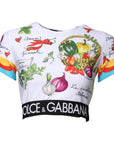 Dolce & Gabbana Multicolor Print Short Sleeves Cropped Top